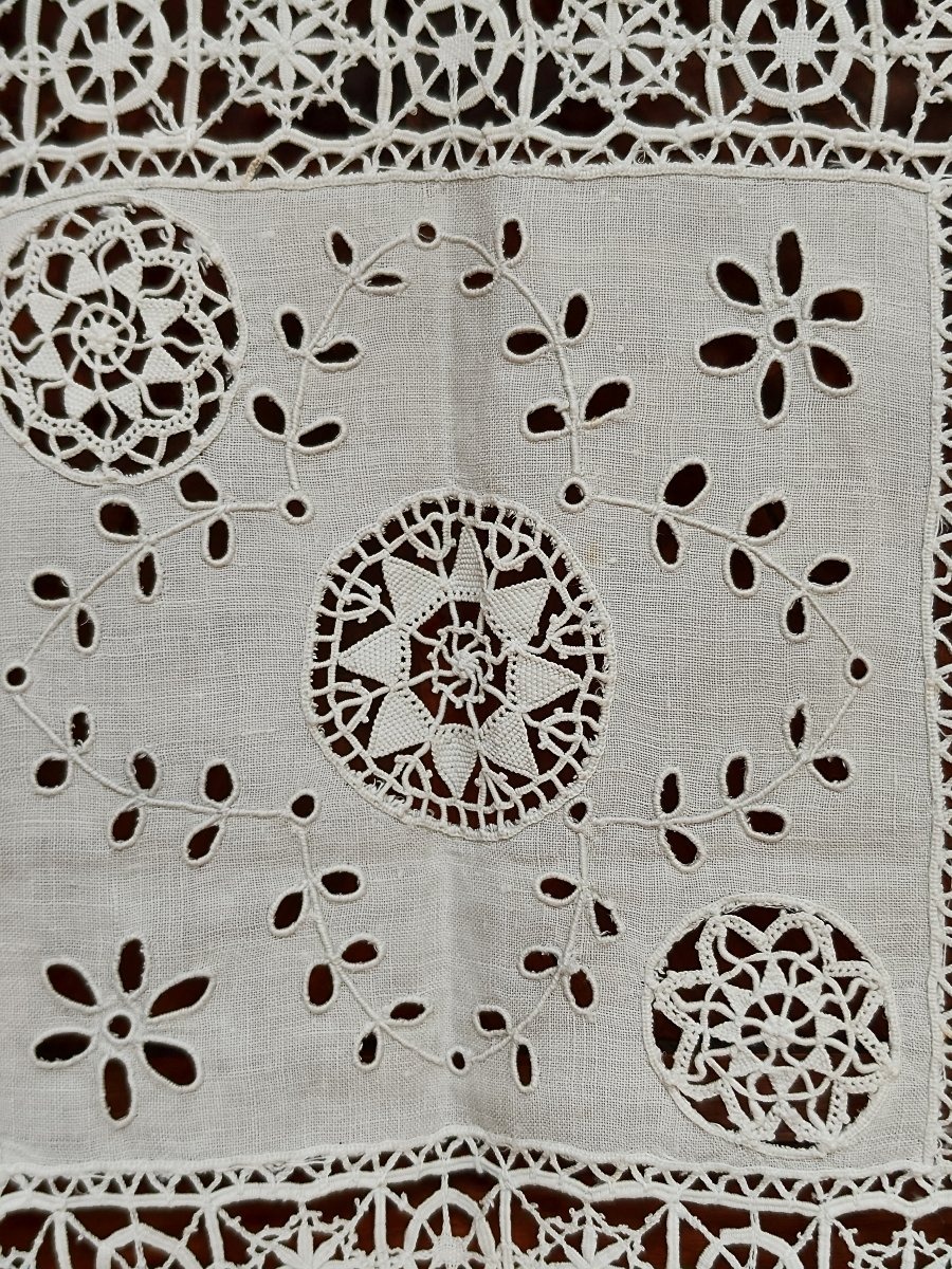 Paire de rideaux décoratifs en dentelle fait main "Printemps -Été", circa 1900-photo-4