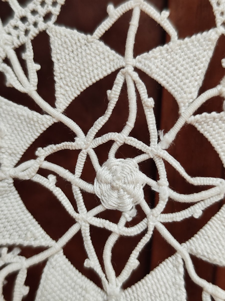 Paire de rideaux décoratifs en dentelle fait main "Printemps -Été", circa 1900-photo-3