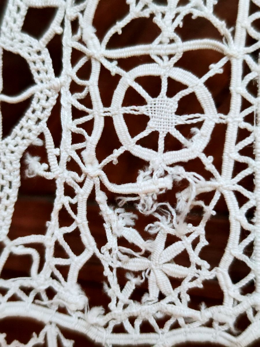 Paire de rideaux décoratifs en dentelle fait main "Printemps -Été", circa 1900-photo-4