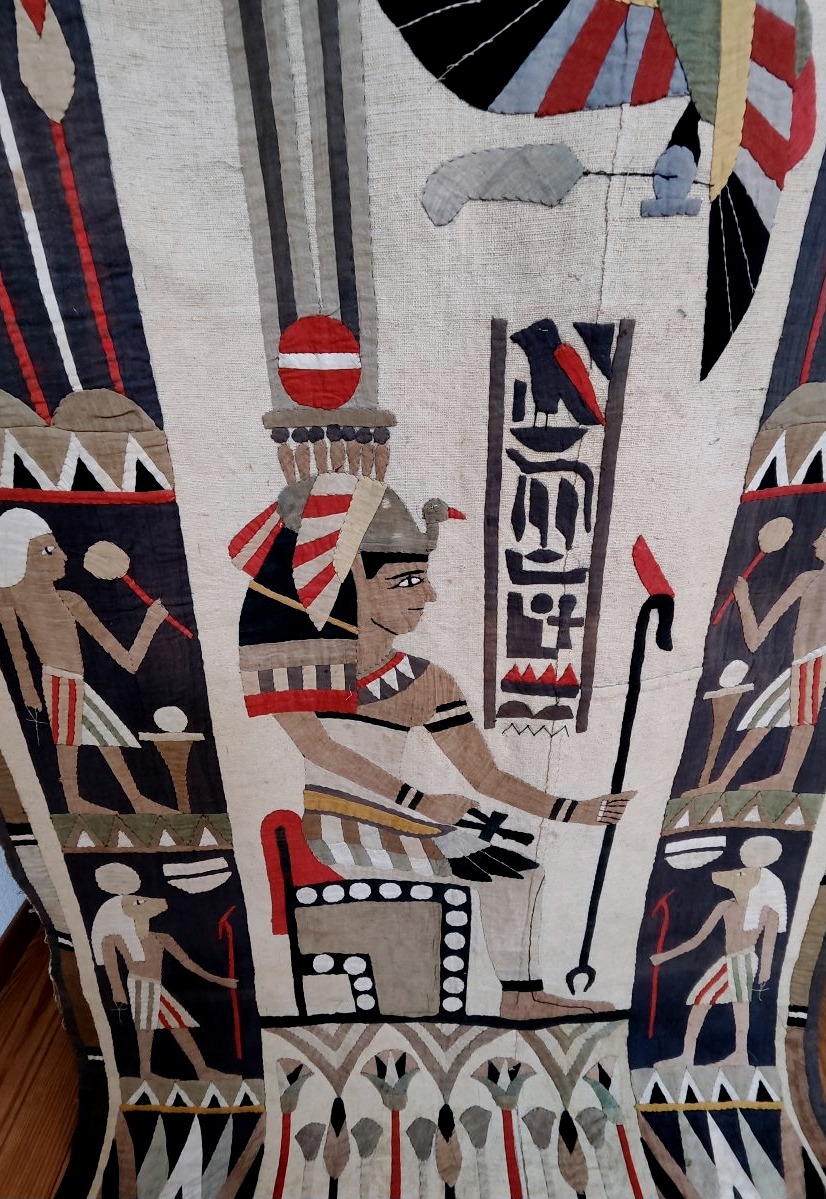 Portière ou tenture murale , appliqué de style  néo-egyptien, époque 1920 -photo-2