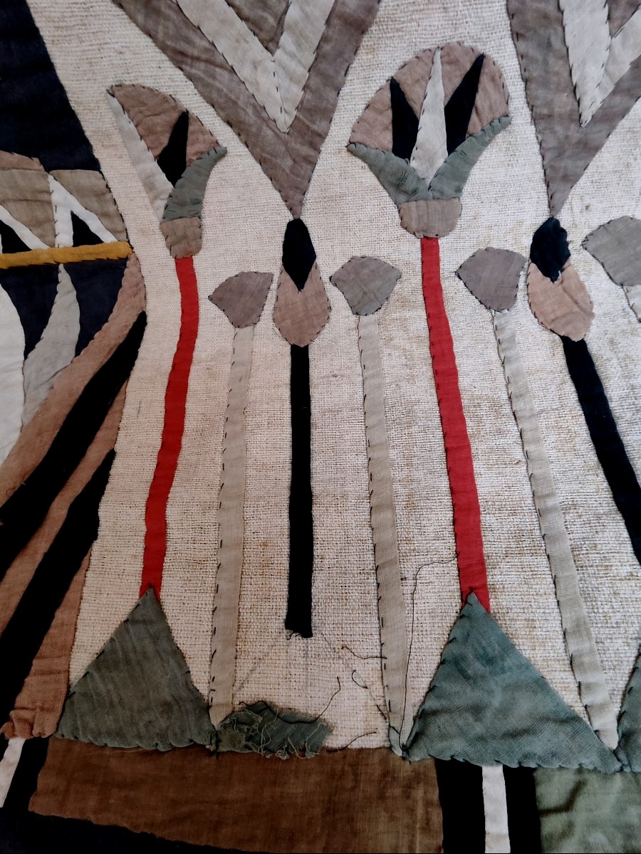 Portière ou tenture murale , appliqué de style  néo-egyptien, époque 1920 -photo-3