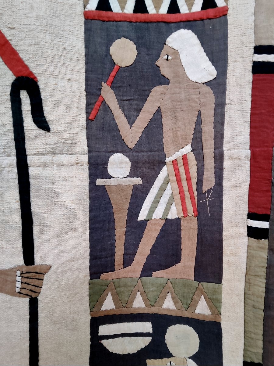 Portière ou tenture murale , appliqué de style  néo-egyptien, époque 1920 -photo-4