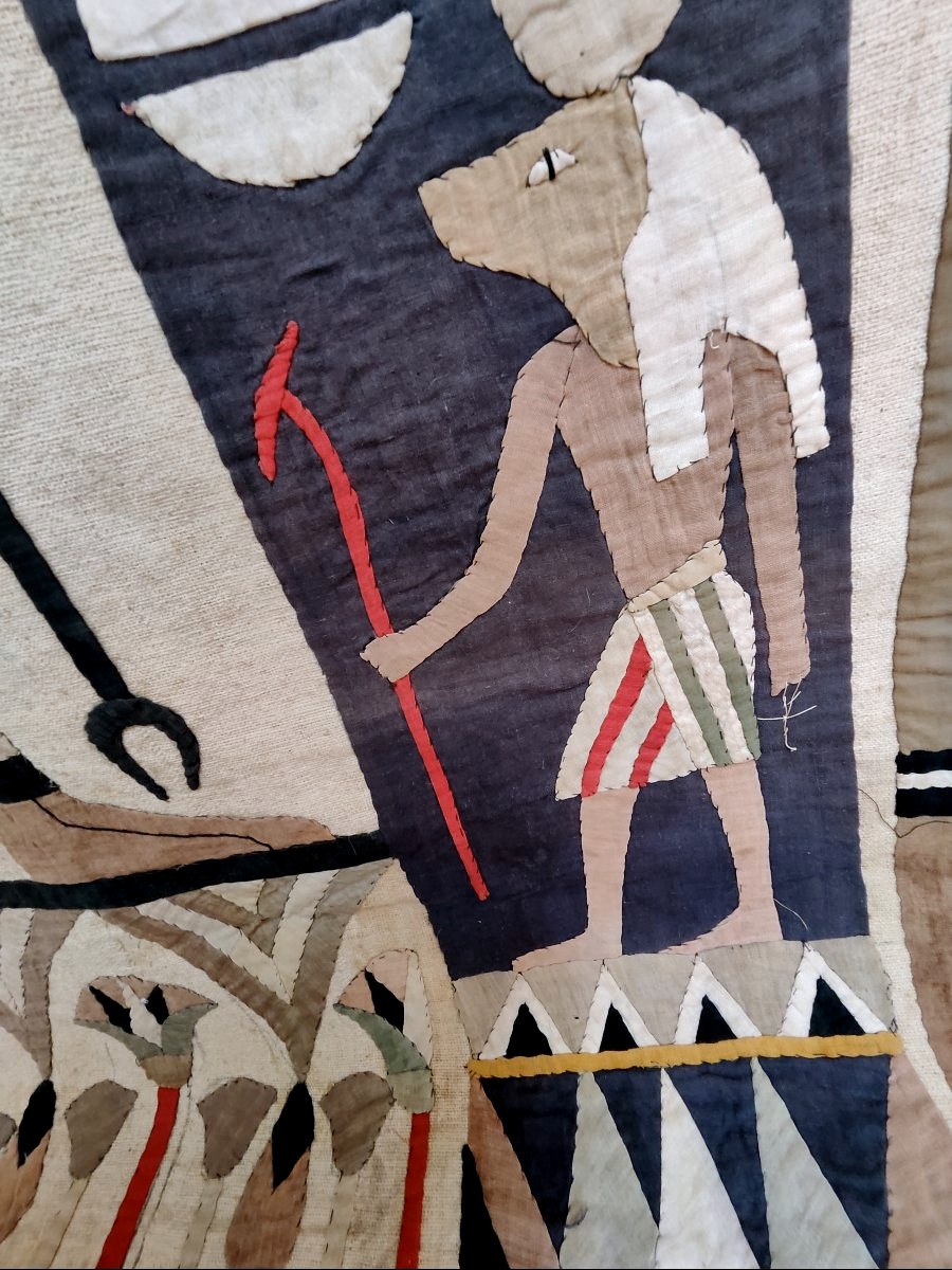 Portière ou tenture murale , appliqué de style  néo-egyptien, époque 1920 -photo-8