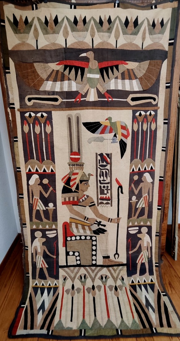 Portière ou tenture murale , appliqué de style  néo-egyptien, époque 1920 
