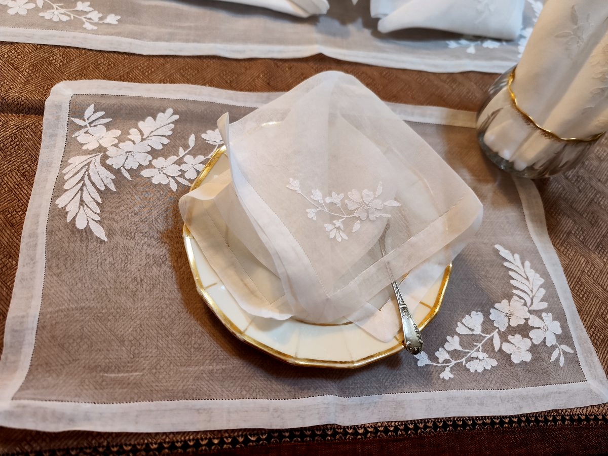 Ensemble de sets, serviettes et chemin de table en Organdi de t-photo-3
