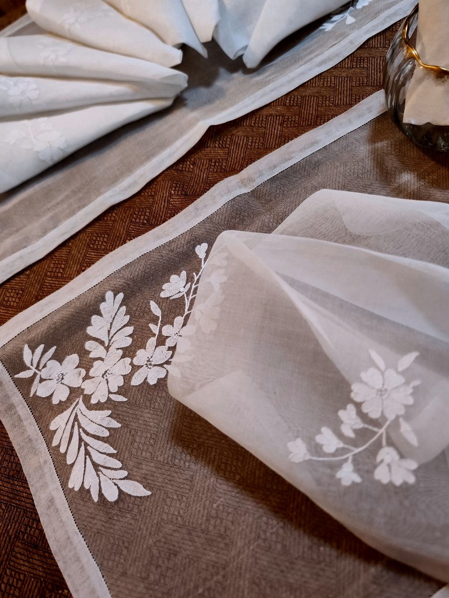 Ensemble de sets, serviettes et chemin de table en Organdi de t-photo-4