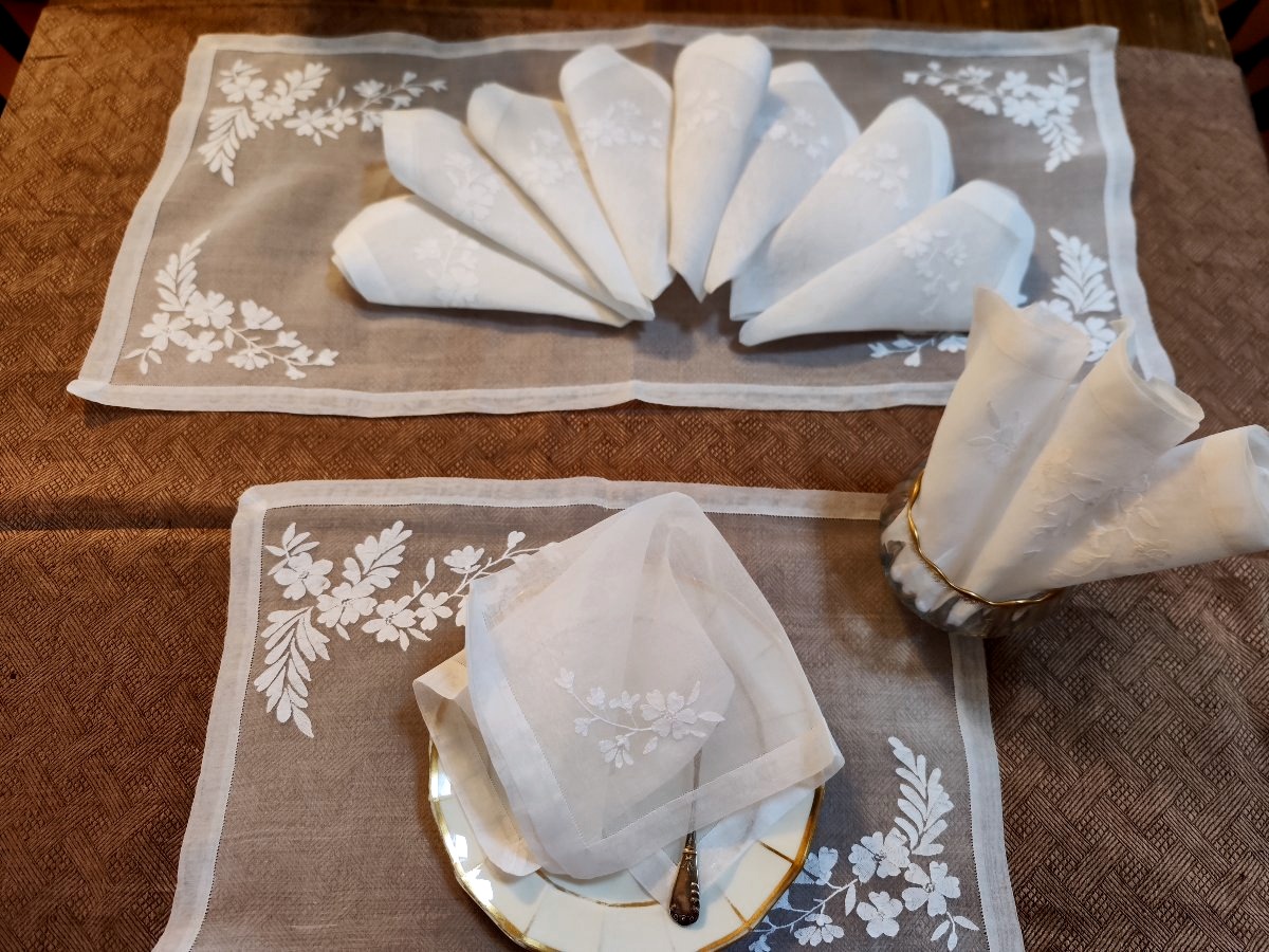 Ensemble de sets, serviettes et chemin de table en Organdi de t-photo-2