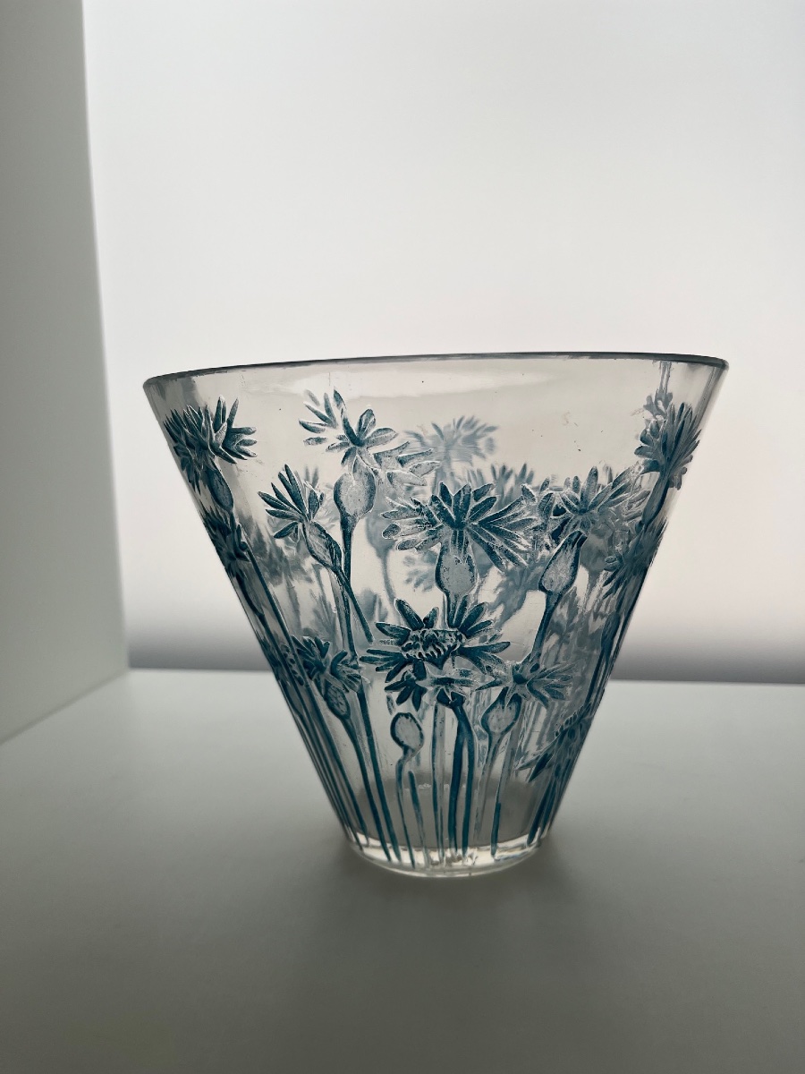 A "bluets" Vase With A Blue Patina, Designed By René Lalique (1860–1945), Circa 1914