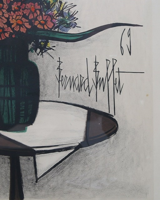 A Lithograph By Bernard Buffet, Paris: "a Bouquet Of Flowers With Two Tulips"-photo-3