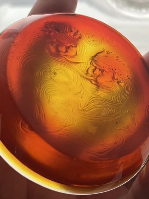 A Very Rare Orange Lalique Small Dish-photo-3