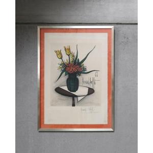 A Lithograph By Bernard Buffet, Paris: "a Bouquet Of Flowers With Two Tulips"