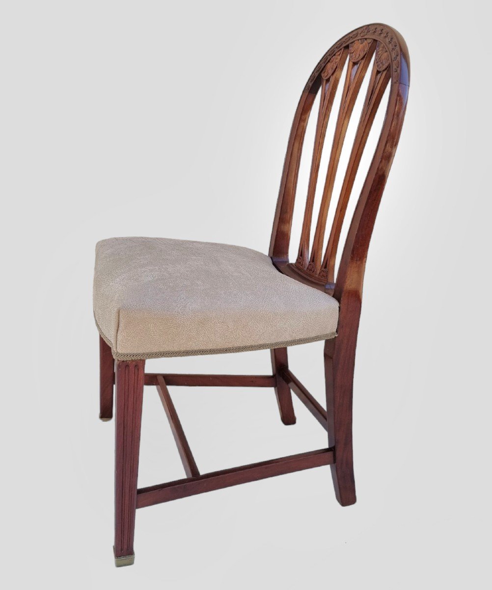 Ensemble de 6 chaises et 2 fauteuils  Louis XVI fin 18ème  acajou -photo-4