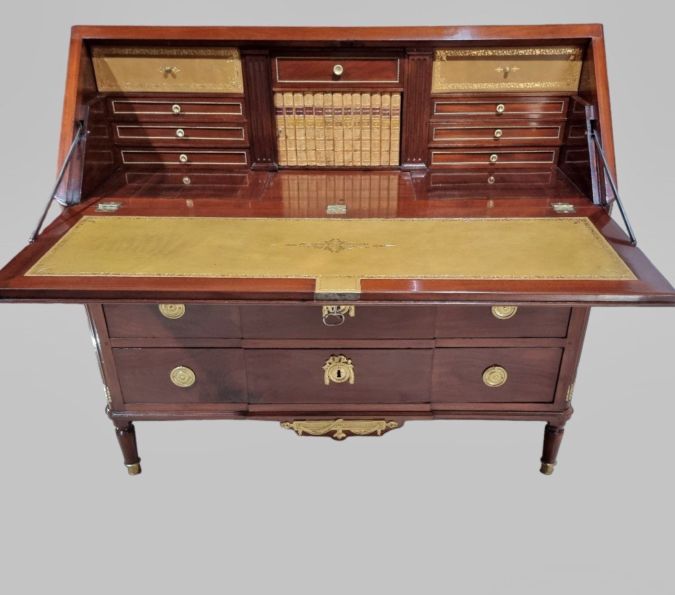 Louis XVI Scriban Commode Stamped: F. Bury-photo-5