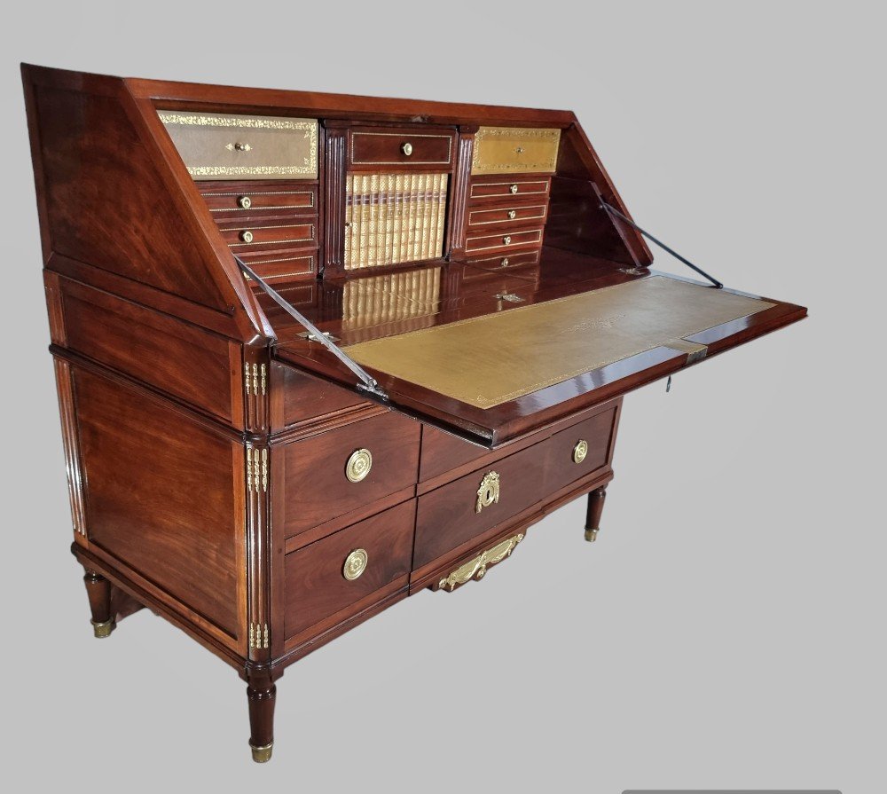 Louis XVI Scriban Commode Stamped: F. Bury