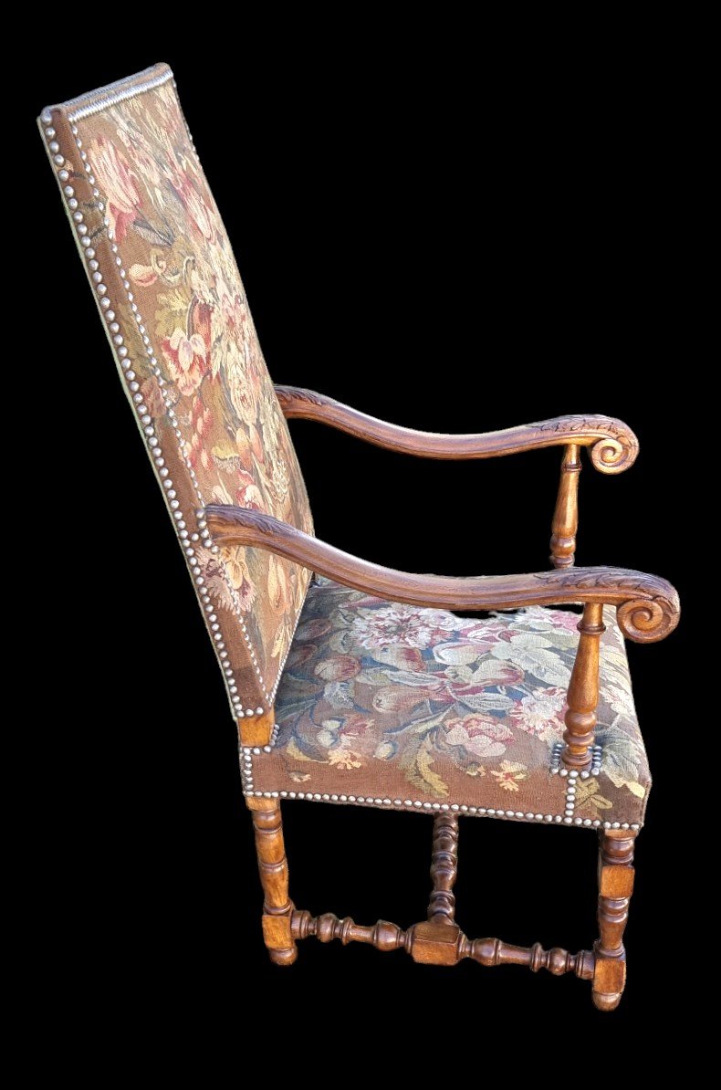 Louis XIII Armchair Aubusson Tapestry-photo-2