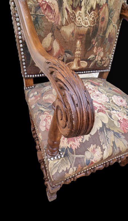 Louis XIII Armchair Aubusson Tapestry-photo-3