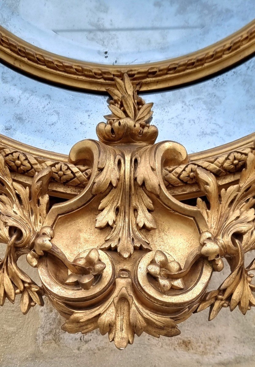 Important Miroir à Parclose , Bois Doré, époque 19 éme-photo-6