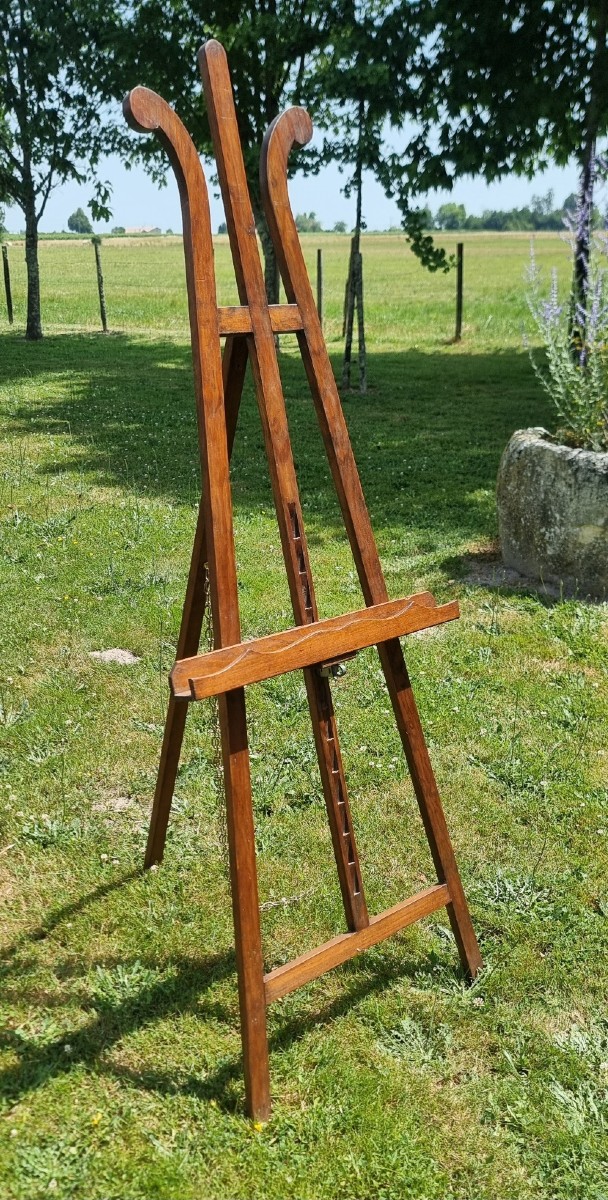 Large Antique Adjustable Artist's Easels With Rack.-photo-1