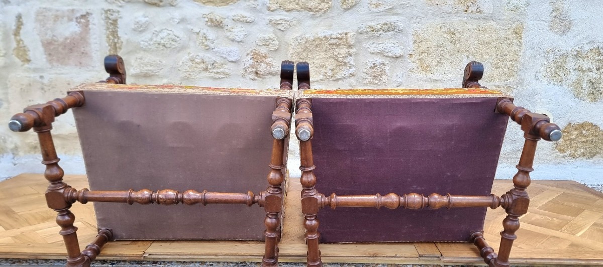 Paire de grands  fauteuils avec tapisseries-photo-5