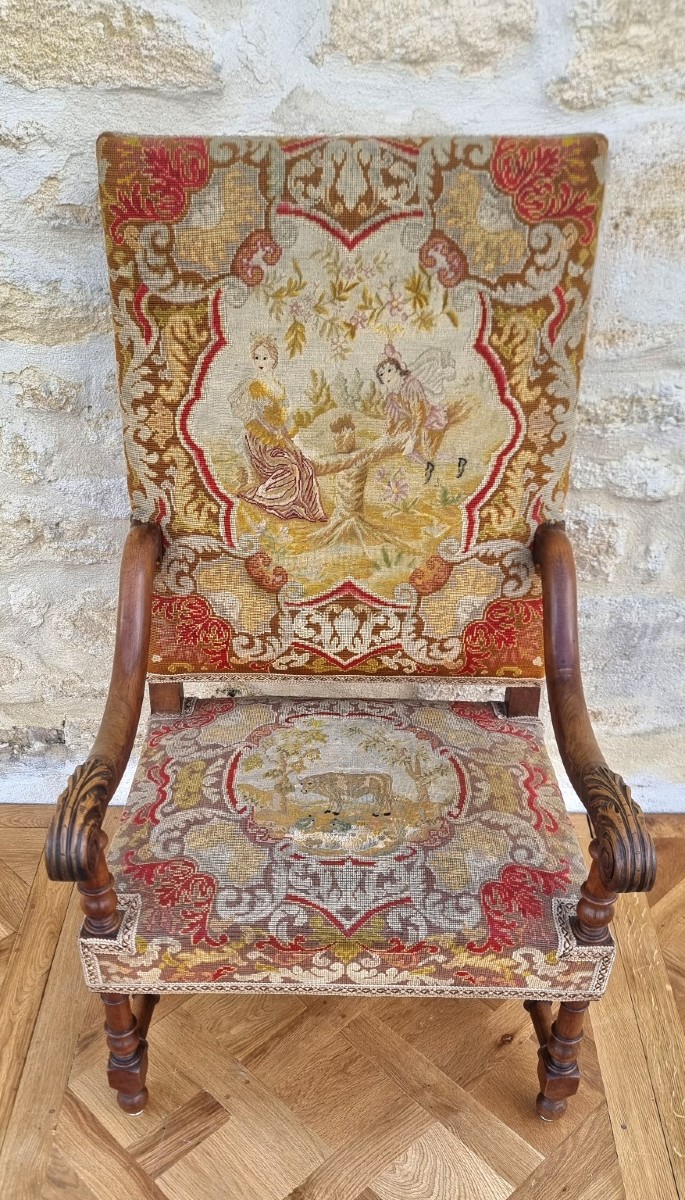 Paire de grands  fauteuils avec tapisseries-photo-8