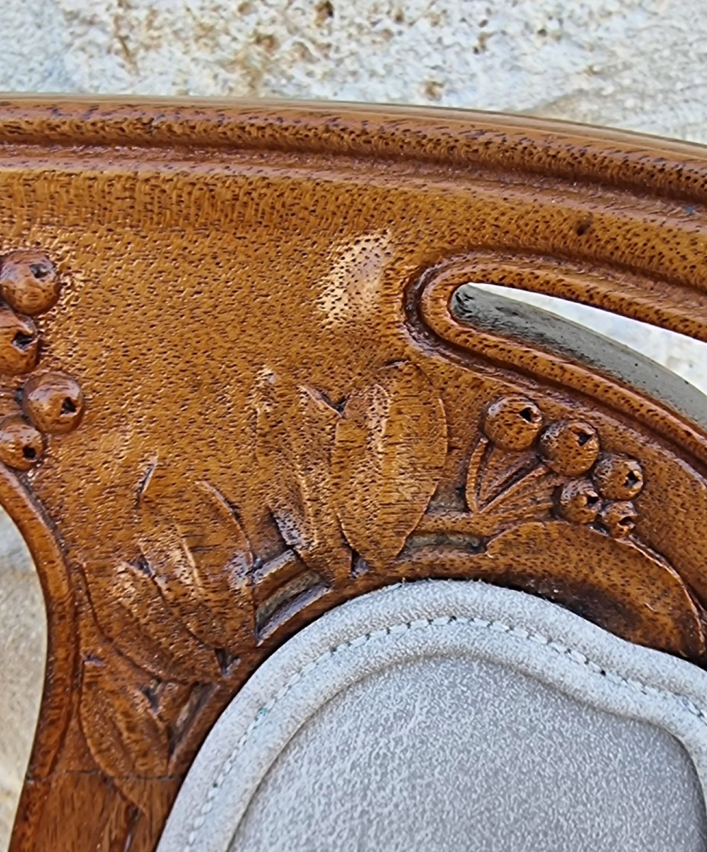 Set Of 4 Nancy School Chairs "wild Berries" Attributed To The "majorelle" Workshop.-photo-3