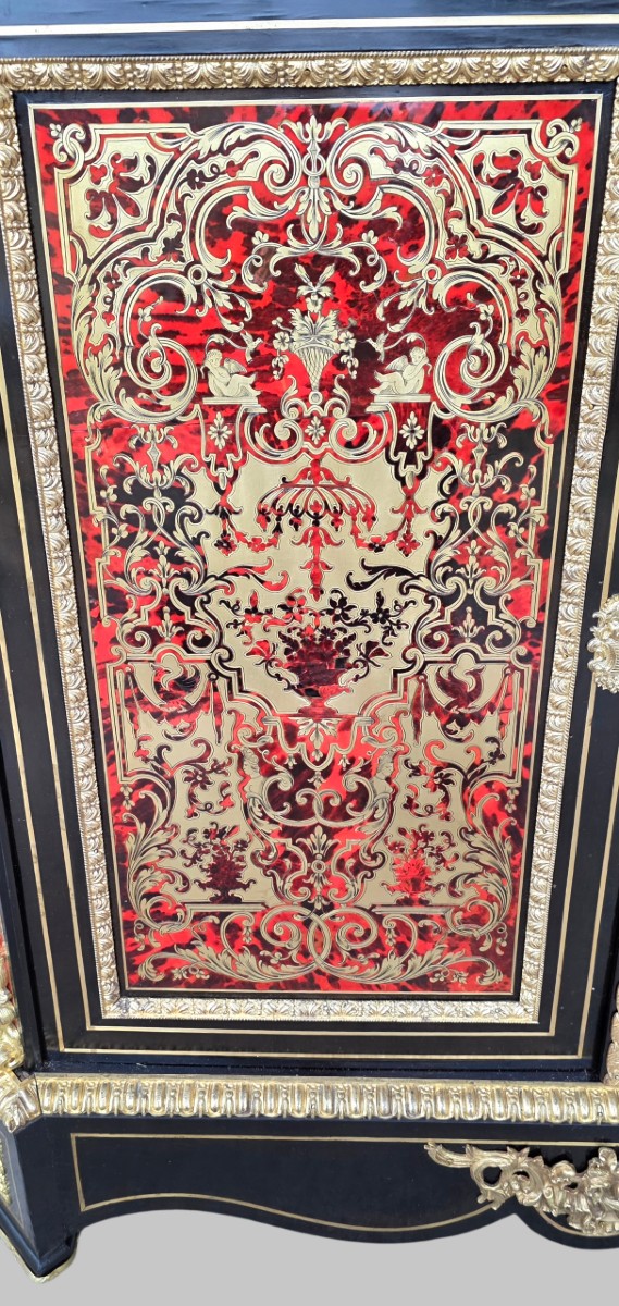 Two-door Sideboard, Napoleon III Period, Boulle Marquetry-photo-5