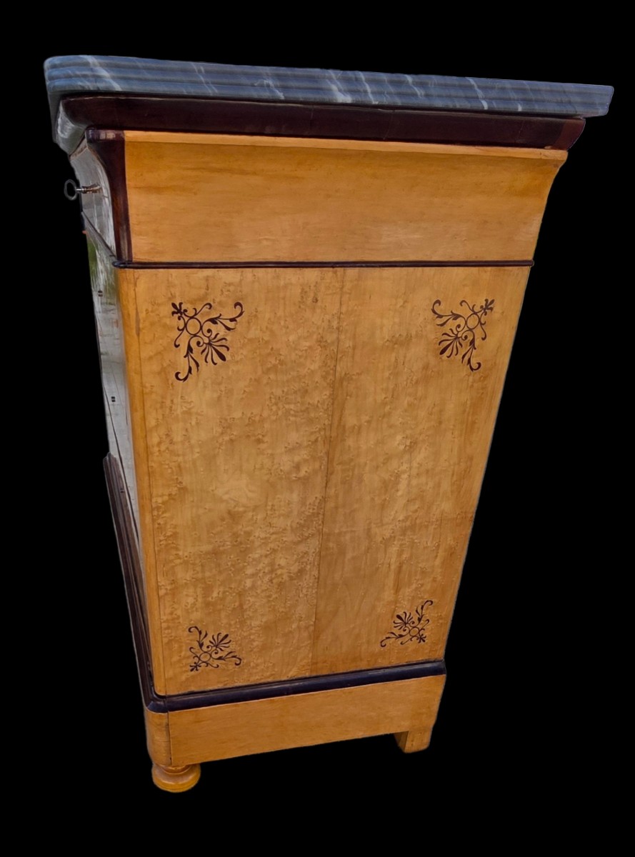 Commode d'époque Charles X 1830 en érable moucheté-photo-1
