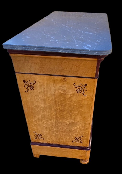 Commode d'époque Charles X 1830 en érable moucheté-photo-3
