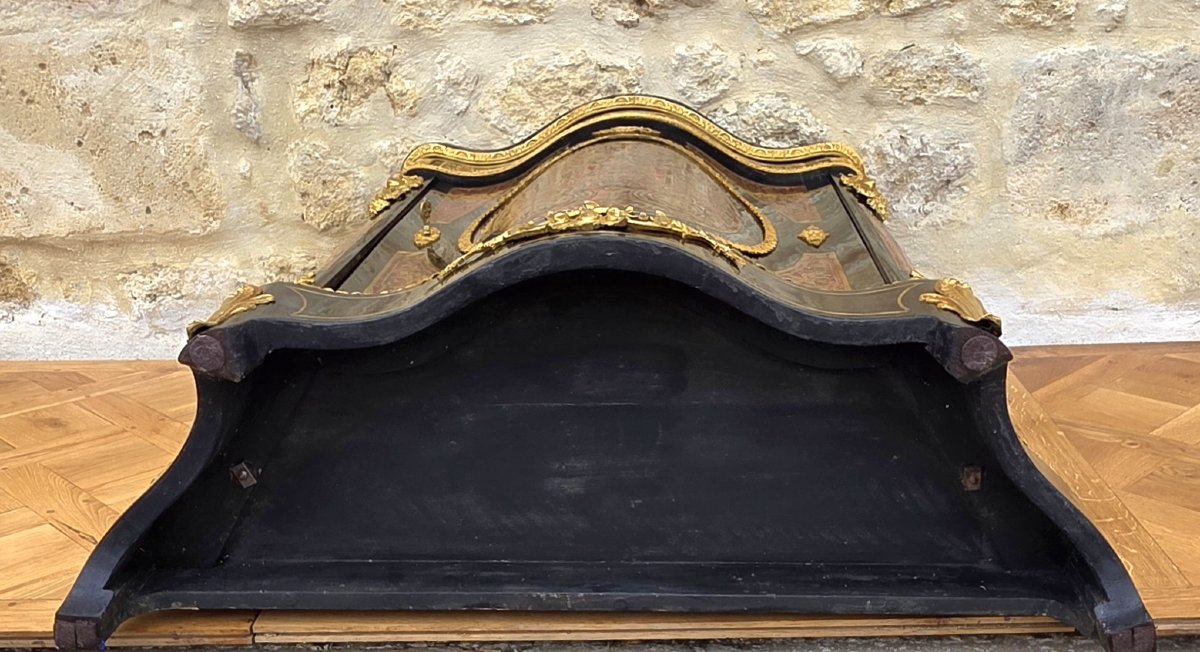 Napoleon III-style Sideboard With Boulle Marquetry, Curved On All Sides-photo-6