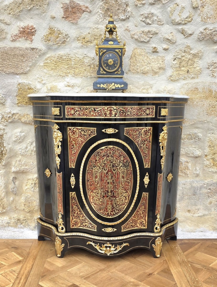 Napoleon III-style Sideboard With Boulle Marquetry, Curved On All Sides