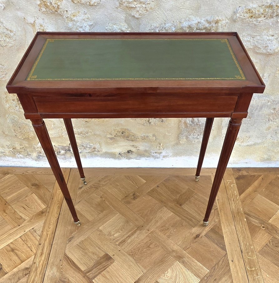 Elégante petite table à écrire d'époque Louis XVI estampillée Ferdinand BURY"-photo-3