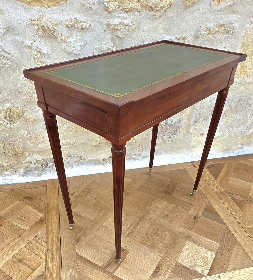 Elégante petite table à écrire d'époque Louis XVI estampillée Ferdinand BURY"-photo-4
