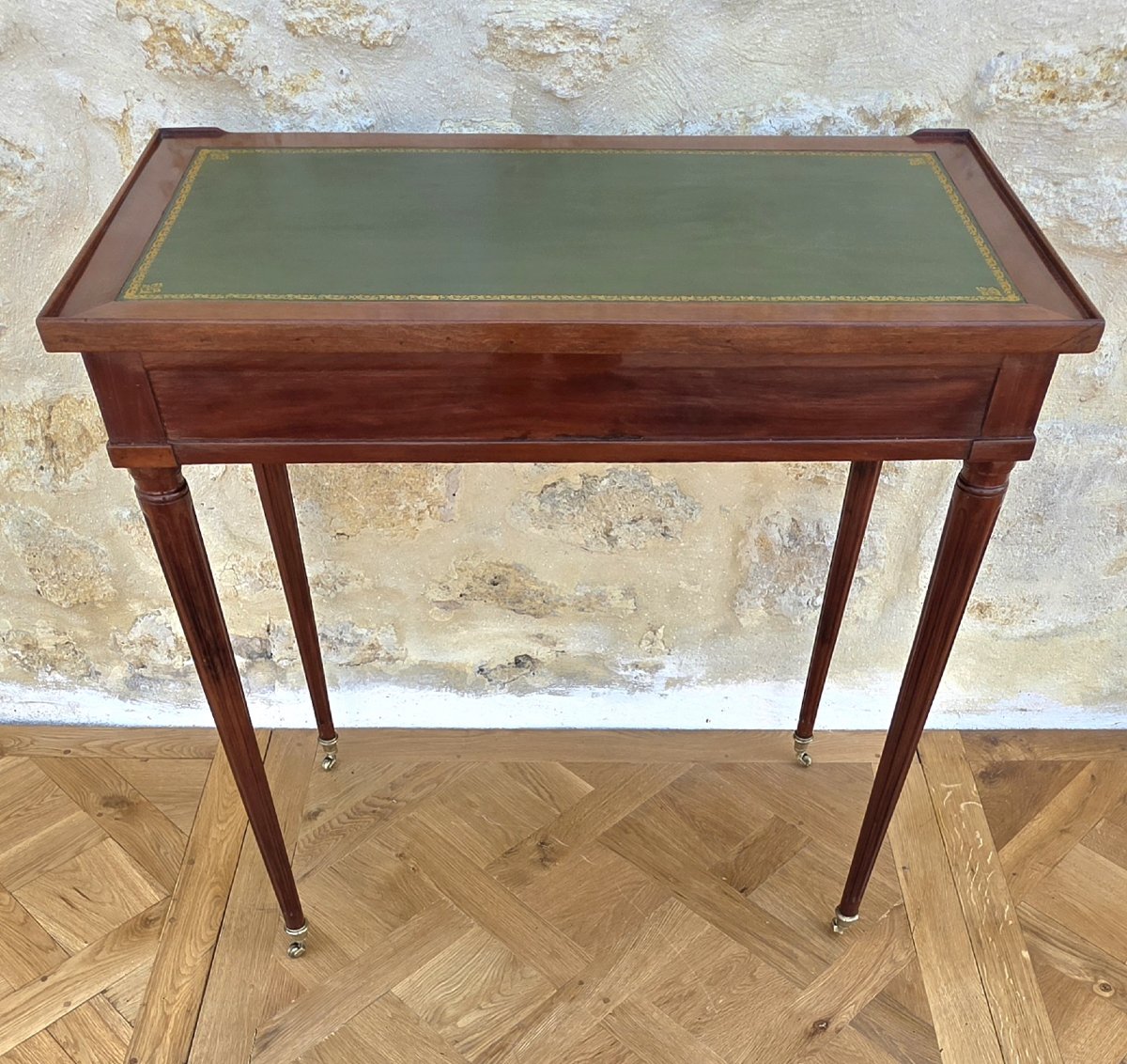 Elégante petite table à écrire d'époque Louis XVI estampillée Ferdinand BURY"-photo-3