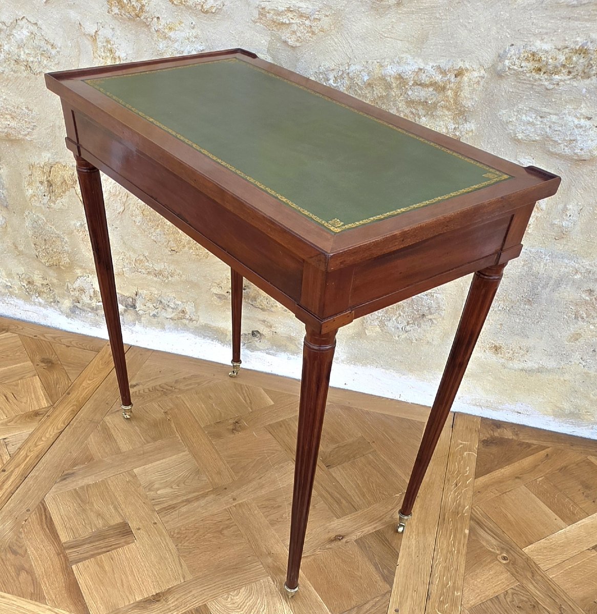 Elégante petite table à écrire d'époque Louis XVI estampillée Ferdinand BURY"-photo-4