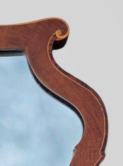 19th-century English Mahogany Inlaid Mirror-photo-3