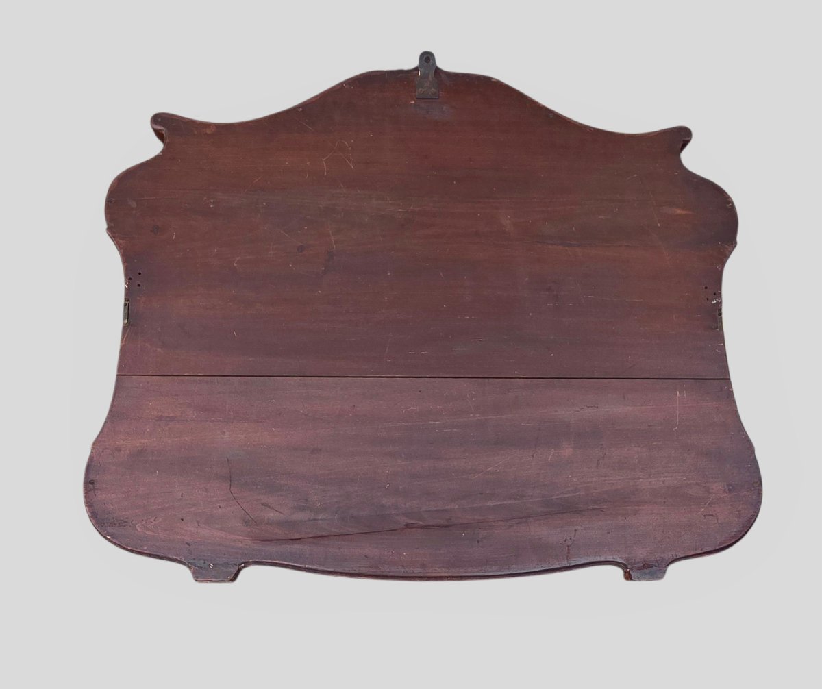 19th-century English Mahogany Inlaid Mirror-photo-2