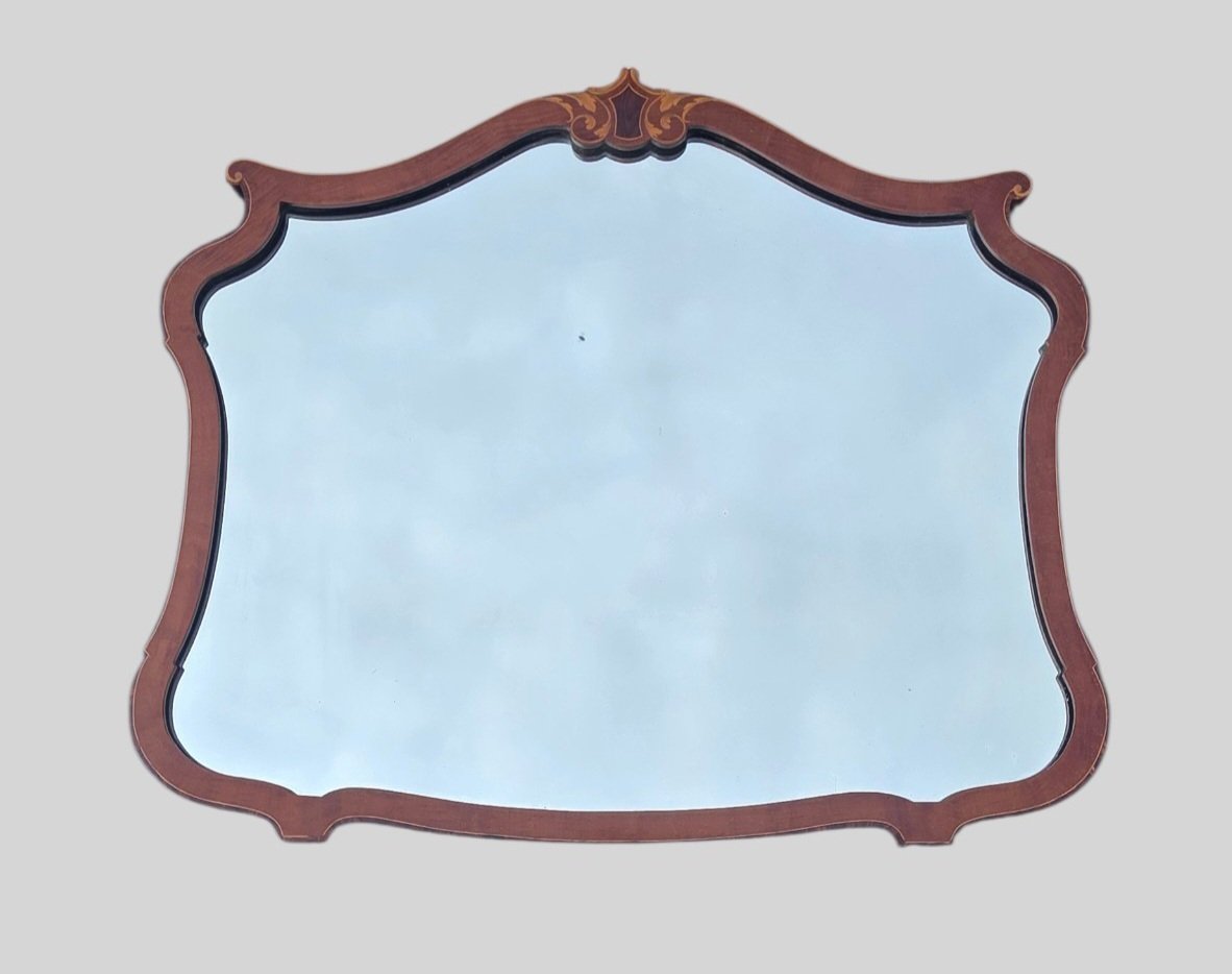 19th-century English Mahogany Inlaid Mirror