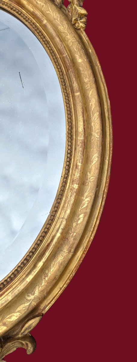 Miroir ovale bois doré 19ème siècle de style Louis XV-photo-2