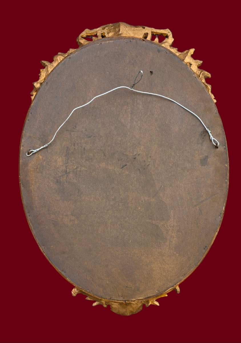 Miroir ovale bois doré 19ème siècle de style Louis XV-photo-3