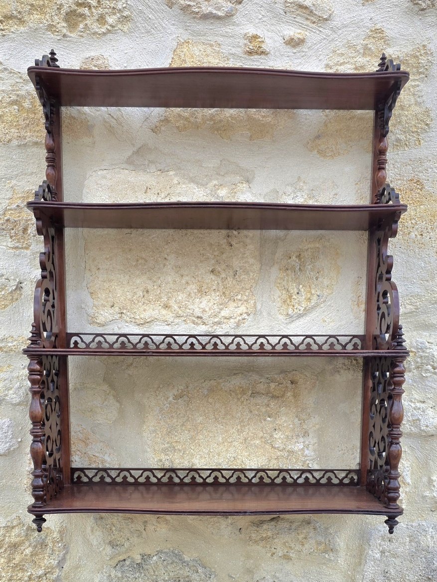 Small Wall Shelf, Solid Mahogany, 19th Century-photo-3