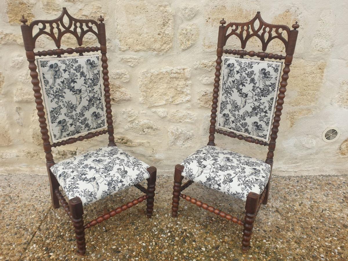 Pair Heaters With "cathedral" Backrest Nineteenth. Mahogany