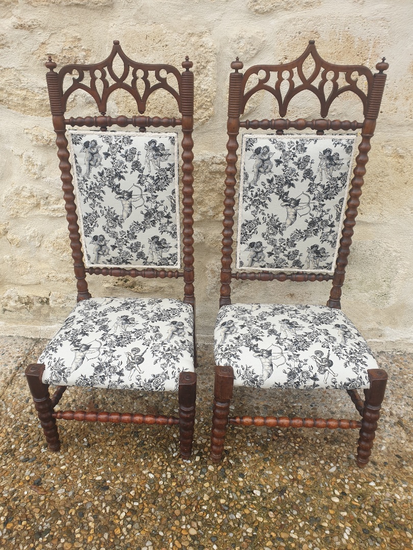 Pair Heaters With "cathedral" Backrest Nineteenth. Mahogany-photo-2