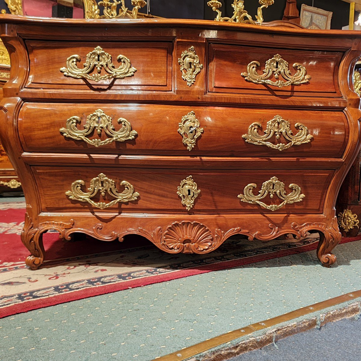 Commode de port " BORDELAISE " époque XVIIIème. Acajou de Cuba-photo-5