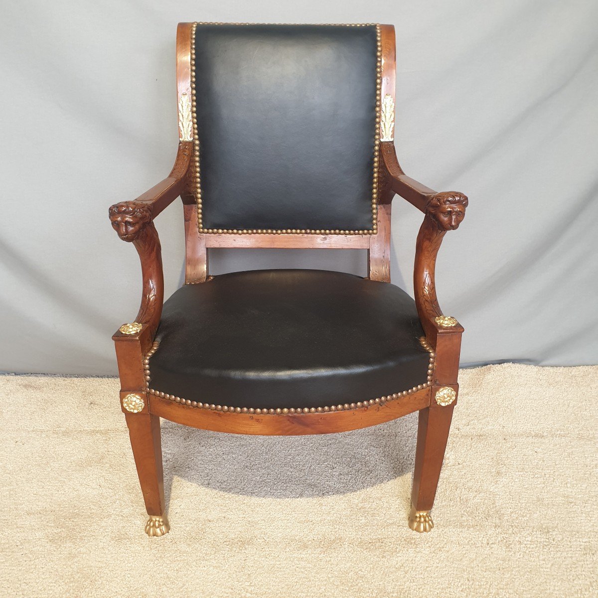 Fauteuil d'officier XIXème d'époque " EMPIRE - CONSULAT " bois de cerisier