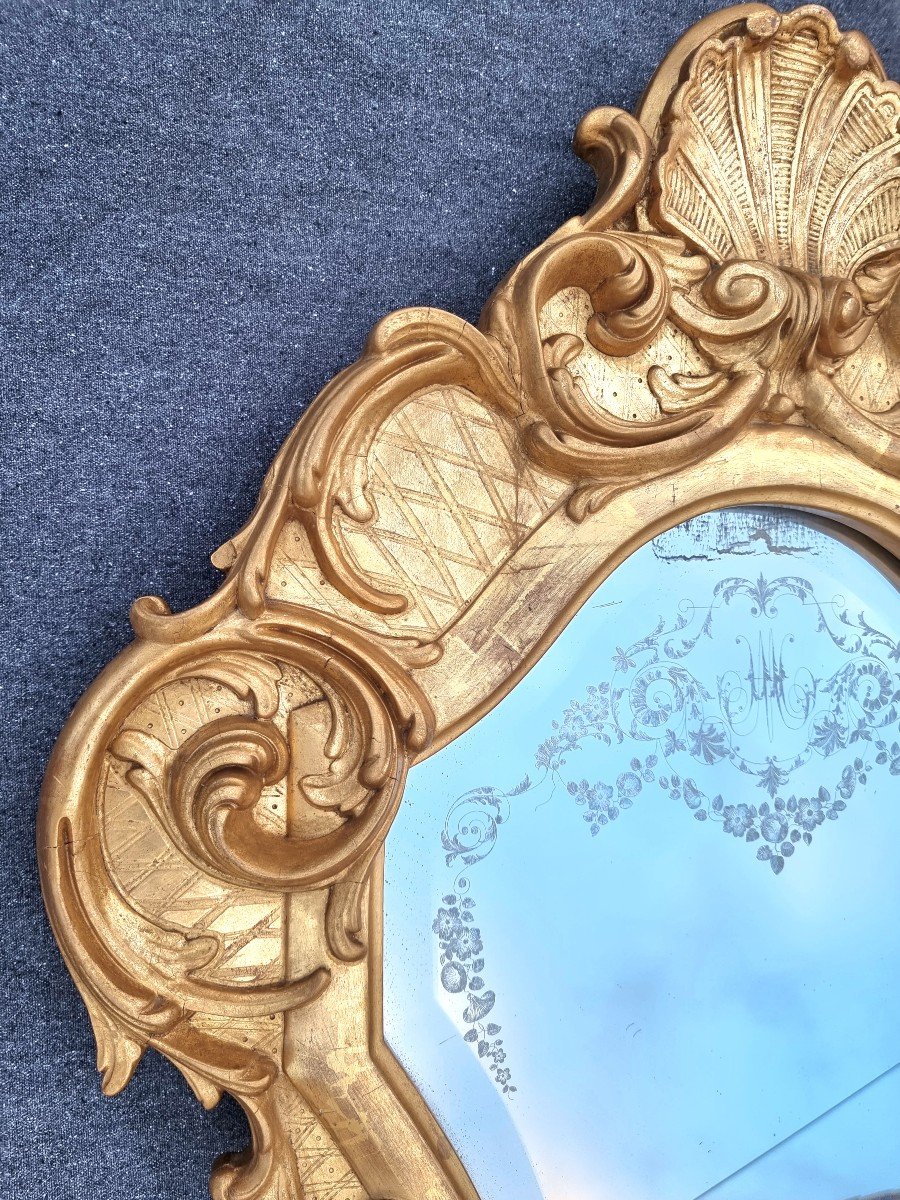 Miroir XIXème  (  baroque Italien" ) d'époque NAPOLEON III  " -photo-1