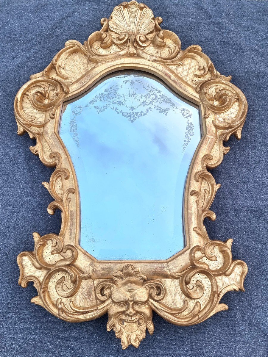 Miroir XIXème  (  baroque Italien" ) d'époque NAPOLEON III  " 