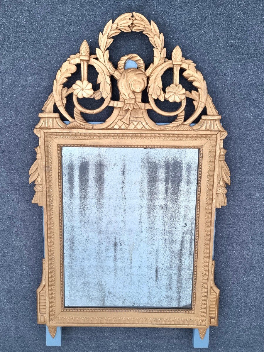 MIROIR a fronton d'époque " LOUIS XVI " 18ème.