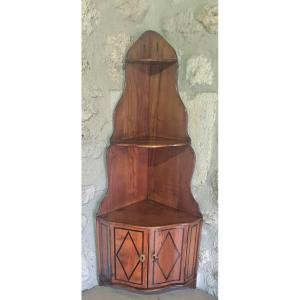 19th Century Corner Shelf With 2 Curved Doors