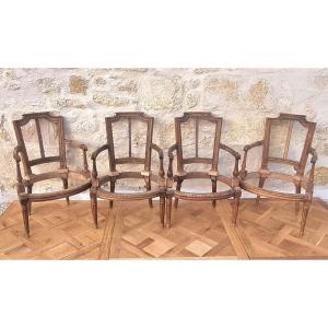 Série de 4 fauteuils cabriolet d'époque Louis XVI estampillé P.F. JEAN
