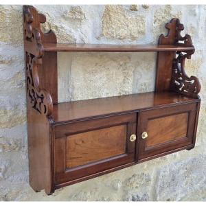 19th-century Wall-mounted Shelf Made Of Solid Mahogany